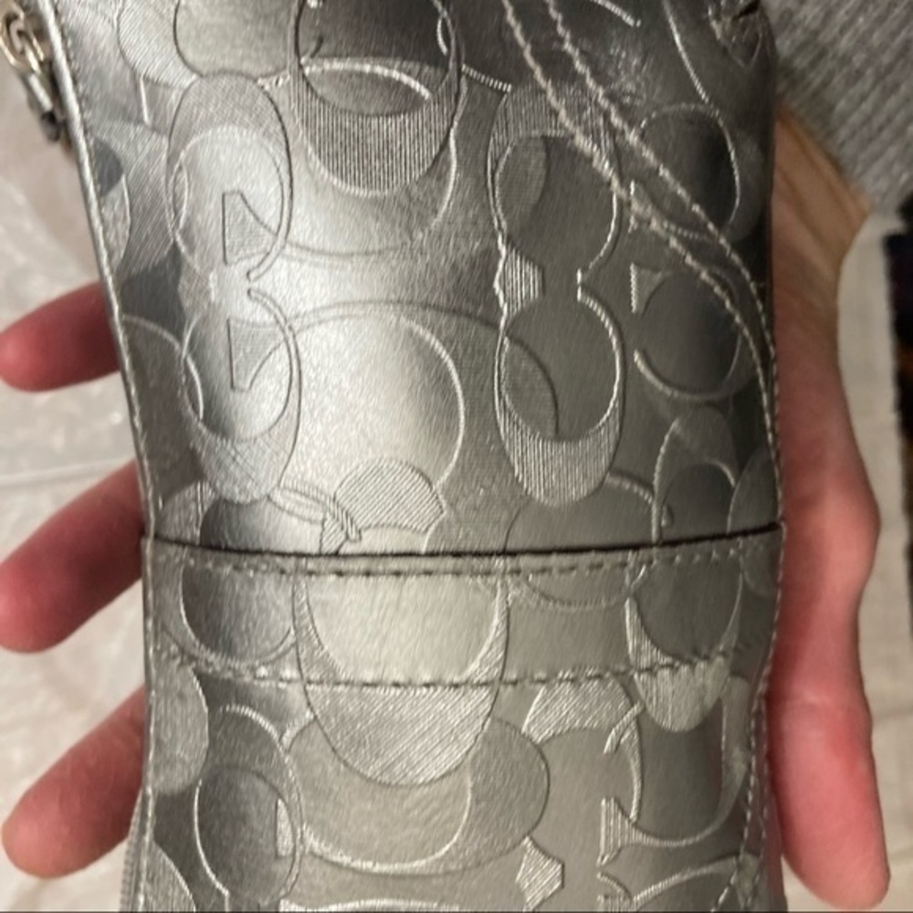 Coach vintage y2k silver leather debossed optic c mini bag or wristlet - Picture 6 of 12
